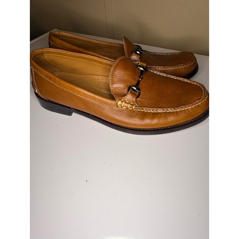 Johnston & Murphy Leather Loafers Bit Buckle Dress Shoes Comfort Brown Sheepskin
